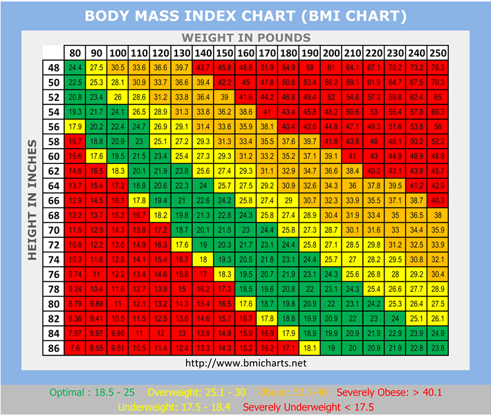 Bmi Chart In Kg